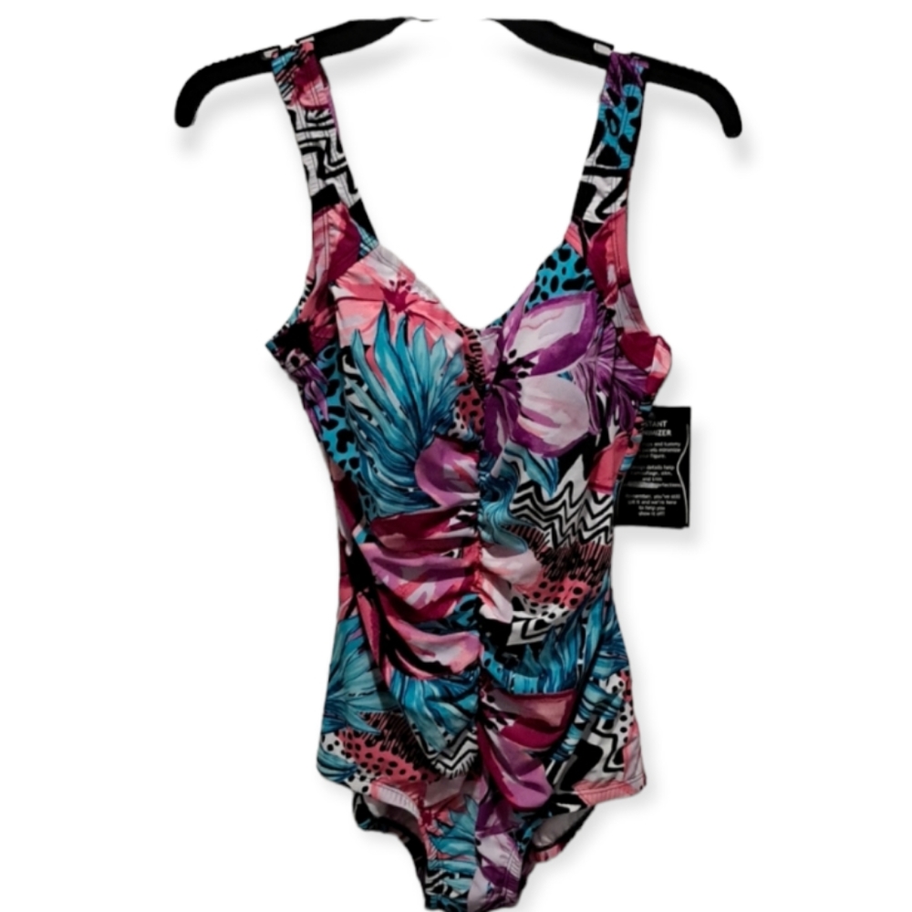 Maxine of Hollywood Shirred Front One Piece Swimsuit